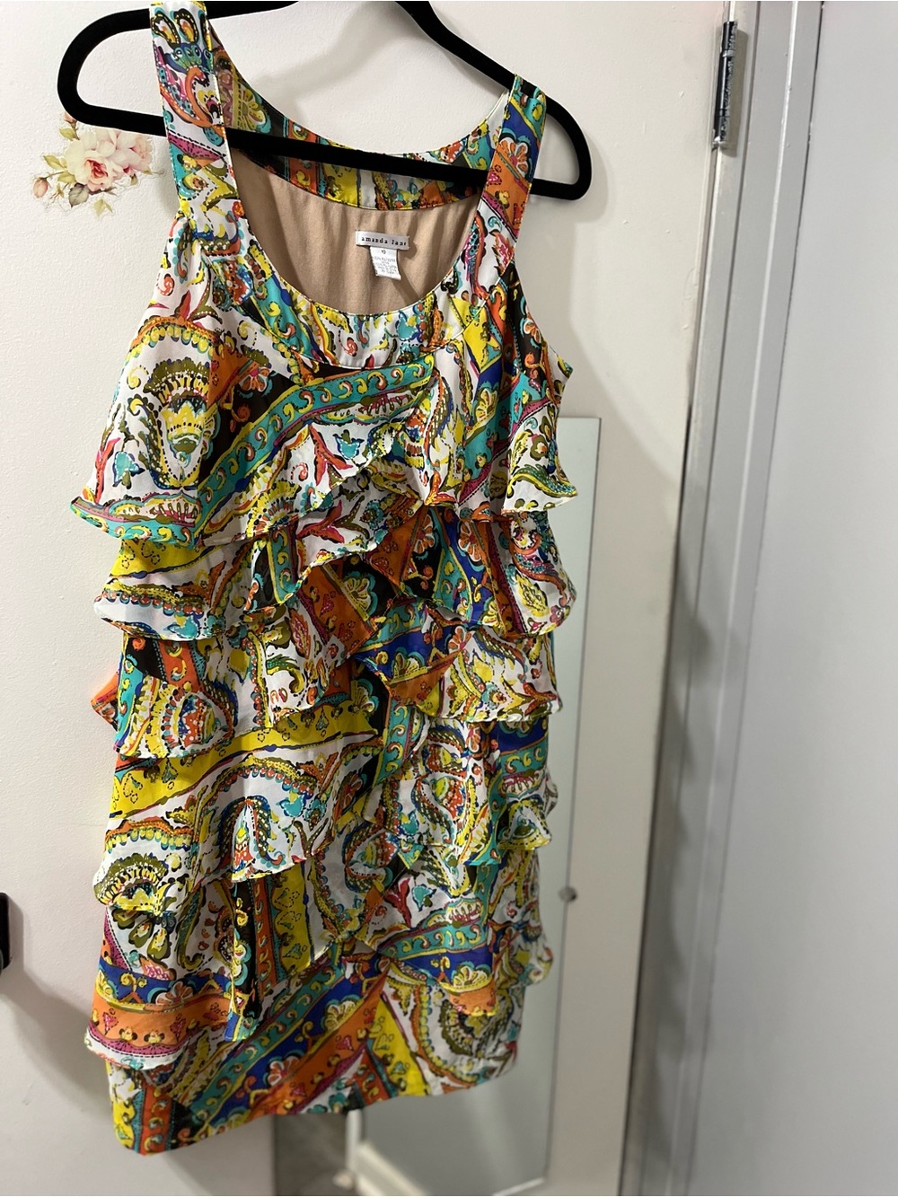 Amanda Uprichard Multicolor Paisley Ruffle Mini Dress - Yellow, Blue & Orange
